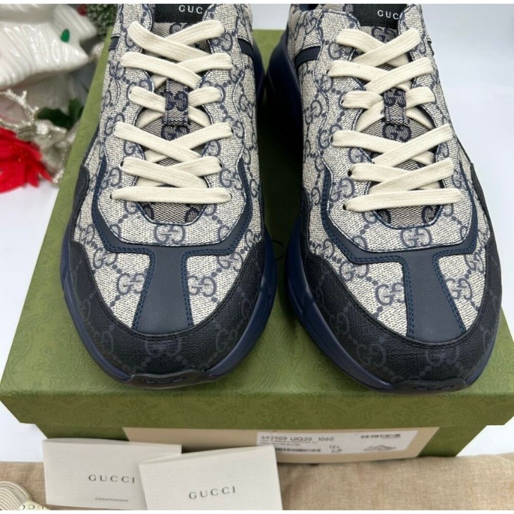 Gucci men's Rython GG Supreme monogram trainers size 12.5 made in Italy - Picture 10 of 12